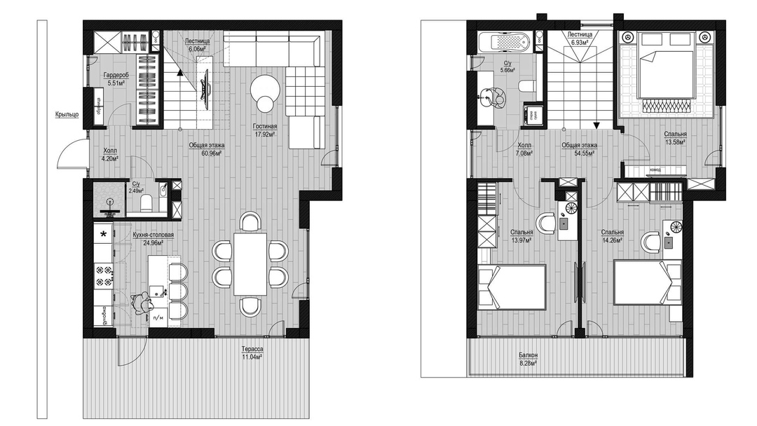план первого и второго этажа